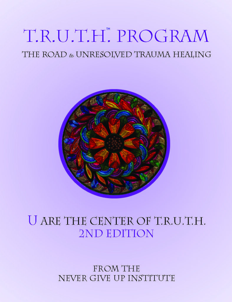 A purple book cover with a stained glass design.