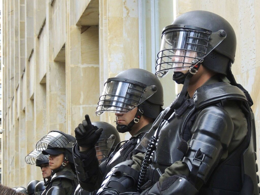 A group of men in black and white uniforms.